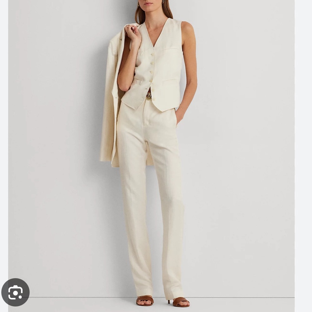 NWOT Lauren Ralph Lauren 💯 Linen Straight Leg Trousers Size 8